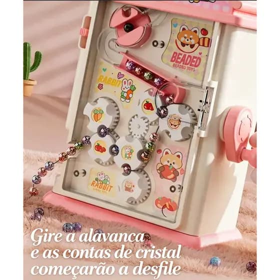 Console de jogos com contas com manivela manual, brinquedos educativos de mesa para pegar bolas