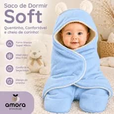 Saco de Dormir Bebê Soft Manta Sherpa Quentinho Inverno Com Velcro Ajustável