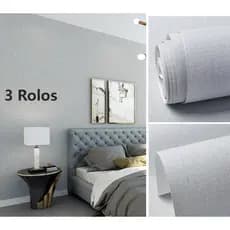 3 Rolos Papel de Parede Adesivo Textura Suave Linho 3M - 60cmx3m