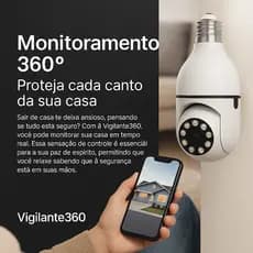 Câmera de Segurança Lampada sem Fio Giratória IP Wi-Fi 360° Visão Noturna Full HD