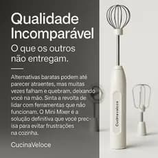 Mini Mixer Elétrico Bivolt Branco Portátil para Cozinha