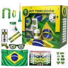Conjunto 12 peças Torcedor Brasil Copa 2026 Completo Acessórios Festa Futebol