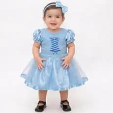Vestido Cinderela Mesversário/Aniversário  - Fantasia - 1 mês a 3 anos - Festa