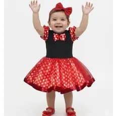 Vestido Minnie Vermelha Mesversário/Aniversário  - Fantasia - 1 mês a 5 anos - Festa