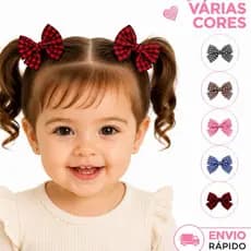 Laço de cabelo infantil xadrez parzinho várias cores bico de pato ou xuxinha
