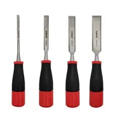 Goiva para Madeira Jumlee 4 Peças Aço Temperado Cabo Ergonômico Corte Preciso, ferramenta manual marcenaria doméstica