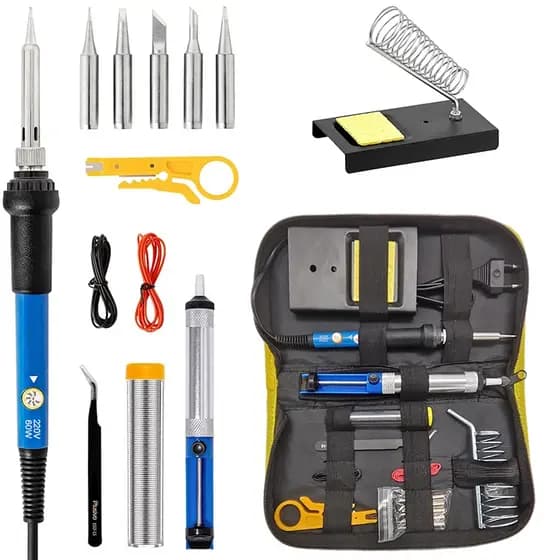Kit Ferro De Solda + Tubete Estanho Com Resina E Sugador Solda 60W-220V Soldador Profissional