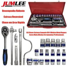 Kit Chave Catraca Soquete CR-V Maleta Reparo Automotivo Moto Oficina Ferramentas Mecânicas