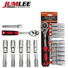 Kit Chave Catraca 1/2" 12 Peças Soquetes Longos 10-22mm