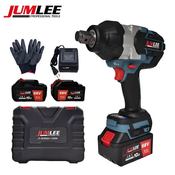 Chave de Impacto Elétrica Sem Fio 1200N.m 68V com 2 Baterias