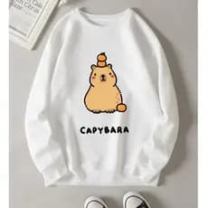 Capote Feminino Moletom Gola Careca Algodão Unisexx Estampado Capivara br
