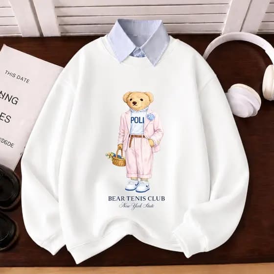 Moletom Gola Careca Blusa de Frio Casaco Urso Bear Peluciado Confortável Inverno 2026