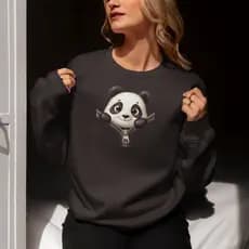Moletom Feminino Urso Panda Feliz Algodão Alta Qualidade Suéter Blusa Frio Envio Imediato br