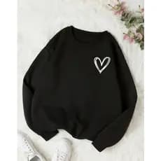 Moletom Coração Gola Redonda Careca Blusa de Frio Feminina Moda Inverno Casaco Unissex br