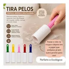 Rolo Adesivo /Papa Bolinhas Tira Pó Fiapos De Roupa Sofá 20 Folhas