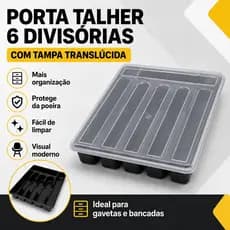 Kit 2 Porta Talheres De Gaveta Plastico 6 compartimentos com tampa casa cozinha area gourmet