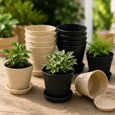 Combo 10 Vasos plasticos artesanal grego decorativo 1,5 litros com prato Plantas flores jardim