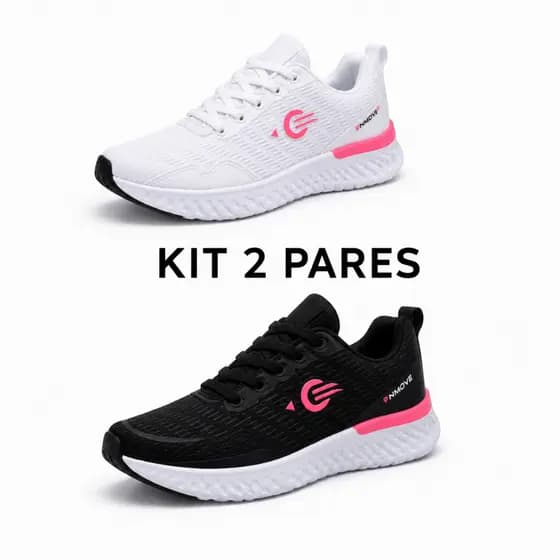 Kit 2 Pares Tênis Esportivo Feminino Leve Confortável Para Caminhada e Academia