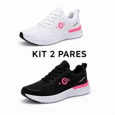 Kit 2 Pares Tênis Esportivo Feminino Leve Confortável Para Caminhada e Academia