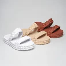 Papete Sandália Flatform Chinelo Entrega Imediata Tiras Tranças Anabela
