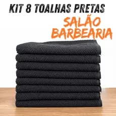 Kit 8 Toalhas Rosto Salão De Beleza Barbearia Preta Branca Secagem Rápida