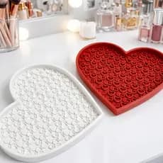 TAPETE LIMPADOR DE PINCÉIS MAQUIAGEM, LIMPEZA PROFUNDA PORTÁTIL LEVE CORES: BRANCO VERMELHO