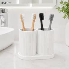 Porta Escova E Creme Dental Com Base Dupla Organizadora Para Banheiro
