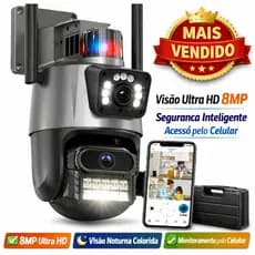 Câmera Segurança Ip Wifi P11 Lente Dupla 6mp Full Hd App Icsee Cor Preto Eks
