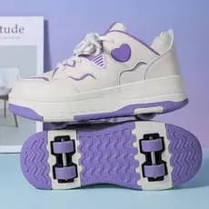 Patins retráteis de duas rodas para meninas, patins infantis com luzes piscantes, patins esportivos para meninas, estilo