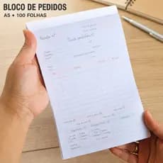 Bloco de Pedidos A5 100 Folhas | Talão para Controle de Vendas e Encomendas