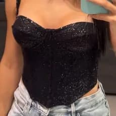 Corset estiloso com brilho Corselet tomara que caia Espartilho Cropped estiloso para look Top Blusa feminina