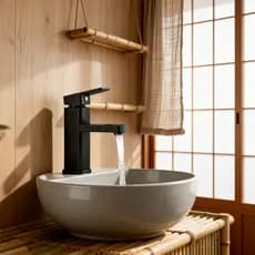 Torneira de Lavatório Preta Fosca Quadrada Monocomando, Água Fria e Quente, Design Moderno para Banheiro