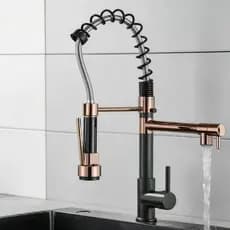 Torneira de Cozinha de Bancada Mola Retrátil Aço Inox 304 Cromada Monocomando Água Fria e Quente Spray 360°