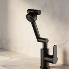 Torneira de Cozinha Articulada Econômica Cinza Gunmetal Monocomando com Chuveirinho Spray 360°