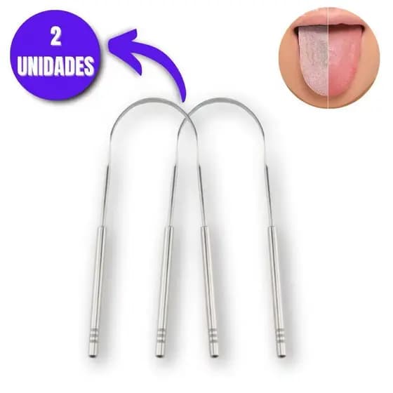 Kit 1/2/3 Limpador de Lingua Removedor Aço Inox mal hálito