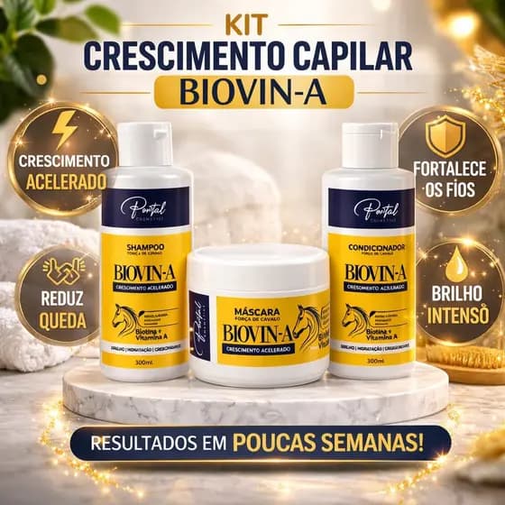 Kit Crescimento Capilar  Completo Biovin-A Força de Cavalo 3x300g