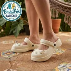 Babuche Feminino EVA Antiderrapante Leve Confortável com Acessórios Elegantes Sandália