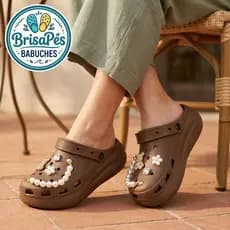 Babuche EVA Feminino 7cm Confortável Leve Antiderrapante com Acessórios Decorativos