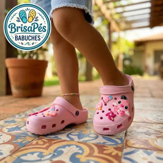 Babuche Infantil EVA Confortável Leve Antiderrapante com Acessórios PVC Divertidos Criança