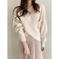 Francês preguiçoso estilo Retro cruz com decote em V camisola feminina outono inverno High-End temperamento curto Irregu