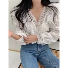 Design nicho Super fada camisa de renda feminina 2026 primavera outono novo estilo chique estilo ocidental pequena camis