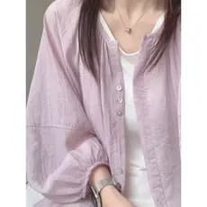 Camisa de algodão de linho jaqueta feminina fina dia de verão protetor solar Cardigan blusa externa solta camisa de mang