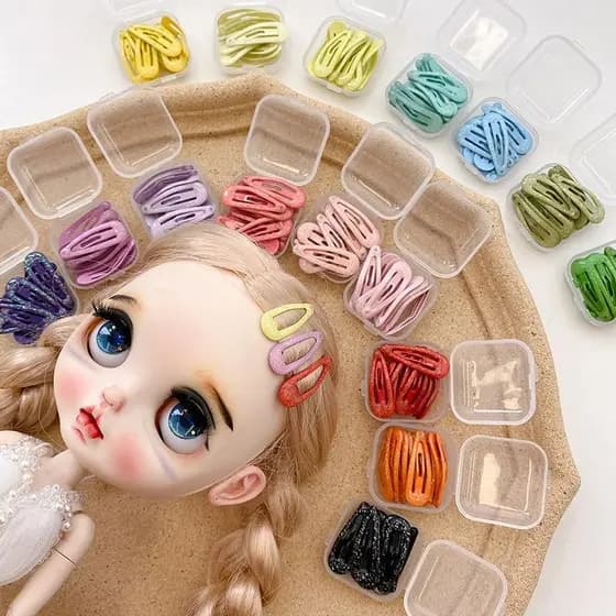 10 pçs pacote de pintura de cozimento epóxi 3cm cor Glitter pó bb clipe crianças Macaron cor gota de água clipe de cabel