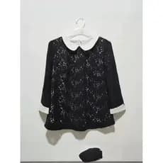 BO série lance remoção Chiffon camisa renda camisa do bebê manga três quartos roupas de primavera All-Match exterior Wea