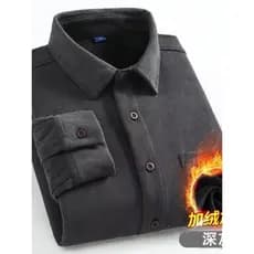 Outono inverno veludo forro de lã engrossado camisa masculina de manga comprida High-End negócios Casual camisa solta