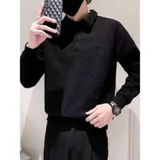 High-End camisa Polo moletom masculino primavera outono novo estilo Street Wear Casual solto lapela Puffer bonito Jacqua