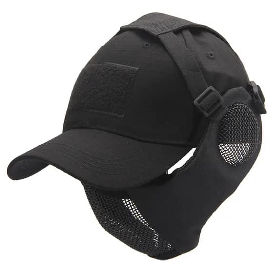 Ventilador militar campo tático máscara de fio de aço proteção facial proteção de ouvido integrado proteção ao ar livre