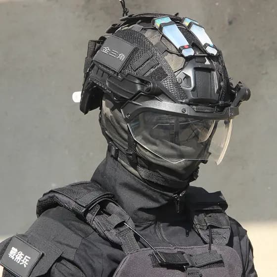 Conjunto de óculos de capacete tático rápido das forças especiais, à prova de motim, treinamento de combate real, proteç