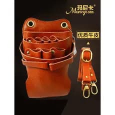 Couro genuíno para animais de estimação tesoura cintura saco tesoura de cabeleireiro saco de cintura bolsa de ombro engr