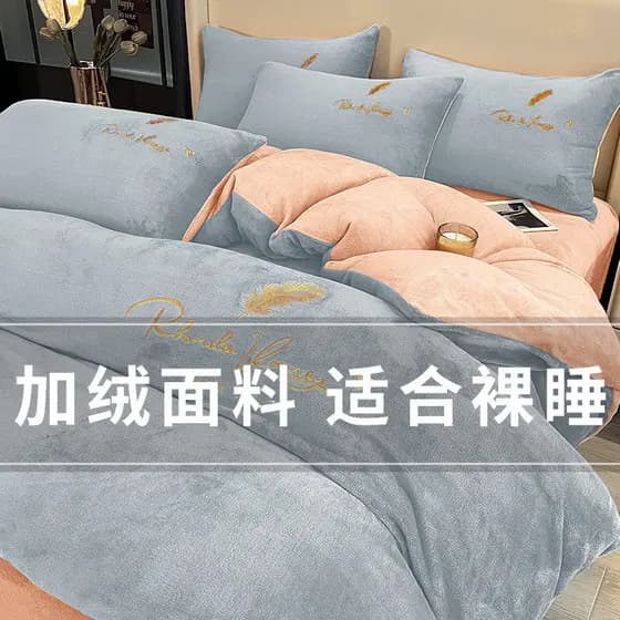 Novo estilo de lã de inverno mais veludo leite veludo cama conjunto de quatro peças High-End sentir Coral veludo engross